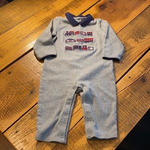 Boy train long sleeve pant romper 6-12 months